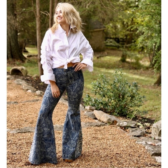 Free People Brown Eyed Girl White Poplin Boyfriend Ruched Sleeves Blouse Shirt - Picture 4 of 15